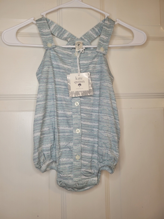 kate quinn Other - Kate Quinn Light Blue and Gray Striped Baby Romper